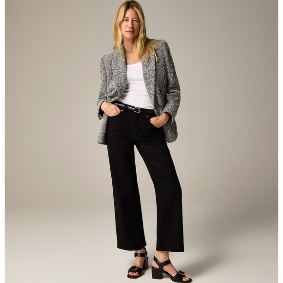 J.Crew High Rise Slim Wide Jean 1996 Semi Stretch Black Rinse Denim US 24 NWT - Picture 1 of 13